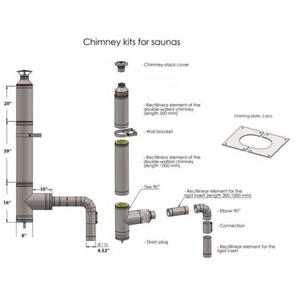 Ensemble de cheminée pour sortie latérale avec coude