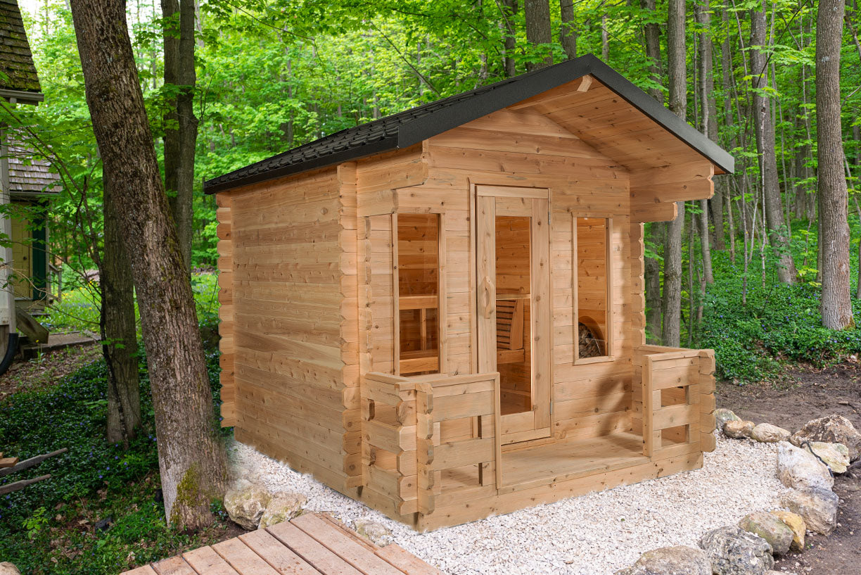 Georgian cottage sauna with porch